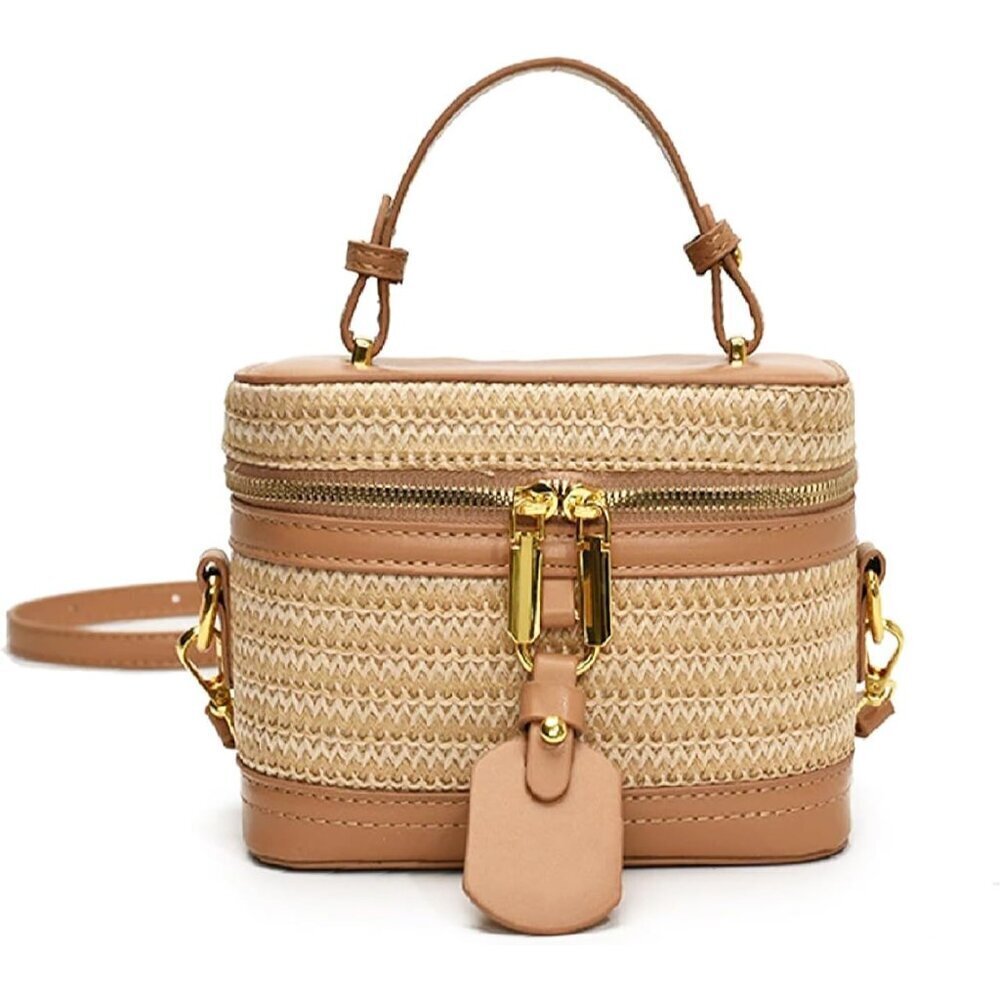 Summer Straw Crossbody Bag Women Basket Purse Shoulder Vacation Handbag